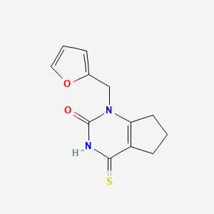 molecular formula C12H12N2O2S B14881424 1-Furan-2-ylmethyl-4-thioxo-1,3,4,5,6,7-hexahydro-cyclopentapyrimidin-2-one 