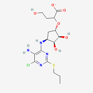 2-(((1S,2S,3S,4S)-4-((5-Amino-6-chloro-2-(propylthio)pyrimidin-4-yl)amino)-2,3-dihydroxycyclopentyl)oxy)-4-hydroxybutanoate