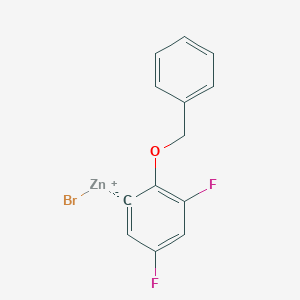 molecular formula C13H9BrF2OZn B14881554 2-BenZyloxy-3,5-difluorophenylZinc bromide 