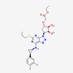 Ethyl 2-(((1S,2S,3S,4S)-4-(7-(((1R,2R)-2-(3,4-difluorophenyl)cyclopropyl)amino)-5-(propylthio)-3H-[1,2,3]triazolo[4,5-d]pyrimidin-3-yl)-2,3-dihydroxycyclopentyl)oxy)acetate