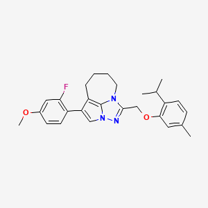 1-(2-Fluoro-4-methoxyphenyl)-4-((2-isopropyl-5-methylphenoxy)methyl)-5,6,7,8-tetrahydro-2a,3,4a-triazacyclopenta[cd]azulene