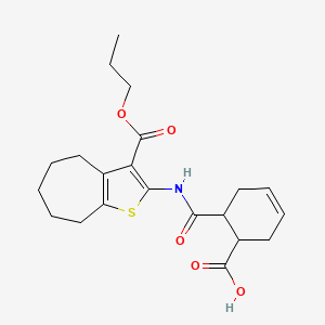 6-{[3-(propoxycarbonyl)-5,6,7,8-tetrahydro-4H-cyclohepta[b]thiophen-2-yl]carbamoyl}cyclohex-3-ene-1-carboxylic acid