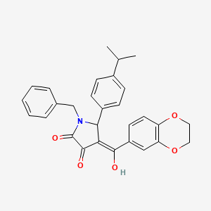 molecular formula C29H27NO5 B14881702 1-benzyl-4-(2,3-dihydrobenzo[b][1,4]dioxine-6-carbonyl)-3-hydroxy-5-(4-isopropylphenyl)-1H-pyrrol-2(5H)-one 