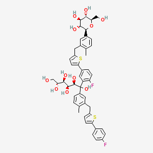 molecular formula C48H50F2O11S2 B14881734 (2R,3S,4R,5R)-1-(2-Fluoro-5-(5-(2-methyl-5-((2S,3R,4R,5S,6R)-3,4,5-trihydroxy-6-(hydroxymethyl)tetrahydro-2H-pyran-2-yl)benzyl)thiophen-2-yl)phenyl)-1-(3-((5-(4-fluorophenyl)thiophen-2-yl)methyl)-4-methylphenyl)hexane-1,2,3,4,5,6-hexaol 