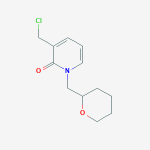 molecular formula C12H16ClNO2 B14881788 3-(chloromethyl)-1-((tetrahydro-2H-pyran-2-yl)methyl)pyridin-2(1H)-one 