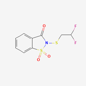 molecular formula C9H7F2NO3S2 B14881868 2-((2,2-Difluoroethyl)thio)benzo[d]isothiazol-3(2H)-one 1,1-dioxide 