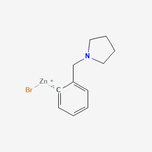 molecular formula C11H14BrNZn B14881929 2-[(1-Pyrrolidino)methyl]phenylZinc bromide 