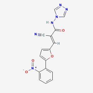 molecular formula C16H10N6O4 B14881976 (E)-2-cyano-3-(5-(2-nitrophenyl)furan-2-yl)-N-(4H-1,2,4-triazol-4-yl)acrylamide 