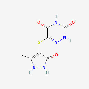 6-((5-methyl-3-oxo-2,3-dihydro-1H-pyrazol-4-yl)thio)-1,2,4-triazine-3,5(2H,4H)-dione