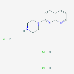 molecular formula C12H17Cl3N4 B14882104 2-(Piperazin-1-yl)-1,8-naphthyridine trihydrochloride 