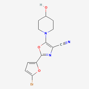 2-(5-Bromofuran-2-yl)-5-(4-hydroxypiperidin-1-yl)oxazole-4-carbonitrile