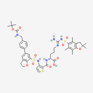 molecular formula C44H54N6O11S3 B14882207 N2-(3-((5-(4-(((tert-Butoxycarbonyl)amino)methyl)phenyl)-2,3-dihydrobenzofuran)-7-sulfonamido)thiophene-2-carbonyl)-Nw-((2,2,4,6,7-pentamethyl-2,3-dihydrobenzofuran-5-yl)sulfonyl)-D-arginine 