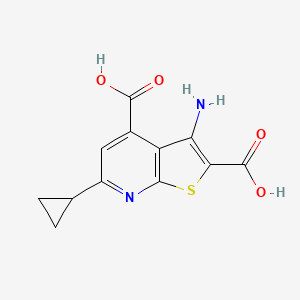 molecular formula C12H10N2O4S B14882249 3-Amino-6-cyclopropylthieno[2,3-b]pyridine-2,4-dicarboxylic acid 