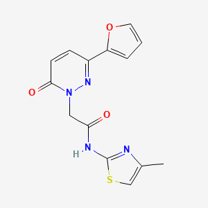 molecular formula C14H12N4O3S B14882269 2-(3-(furan-2-yl)-6-oxopyridazin-1(6H)-yl)-N-(4-methylthiazol-2-yl)acetamide 