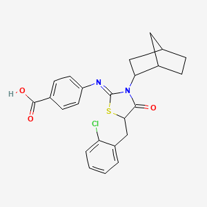 4-{[(2Z)-3-(bicyclo[2.2.1]hept-2-yl)-5-(2-chlorobenzyl)-4-oxo-1,3-thiazolidin-2-ylidene]amino}benzoic acid