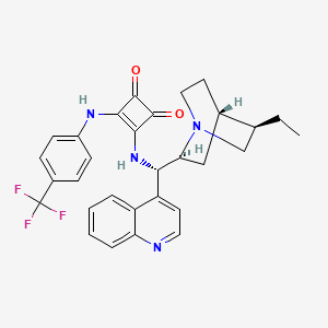 molecular formula C30H29F3N4O2 B14882353 3-[[(S)-[(2S,4S,5R)-5-ethyl-1-azabicyclo[2.2.2]octan-2-yl]-quinolin-4-ylmethyl]amino]-4-[4-(trifluoromethyl)anilino]cyclobut-3-ene-1,2-dione 