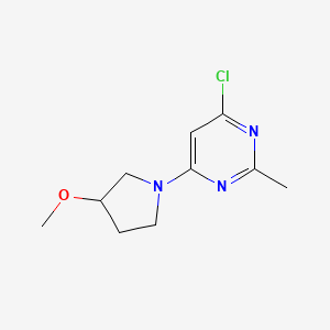 molecular formula C10H14ClN3O B1488265 4-氯-6-(3-甲氧基吡咯烷-1-基)-2-甲基嘧啶 CAS No. 1696691-77-6