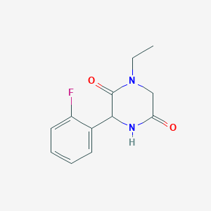 molecular formula C12H13FN2O2 B14882730 1-Ethyl-3-(2-fluorophenyl)piperazine-2,5-dione 