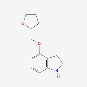 molecular formula C13H17NO2 B1488287 4-((四氢呋喃-2-基)甲氧基)吲哚啉 CAS No. 1897805-00-3