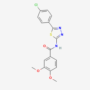 molecular formula C17H14ClN3O3S B14882936 N-(5-(4-chlorophenyl)-1,3,4-thiadiazol-2-yl)-3,4-dimethoxybenzamide 