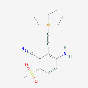 molecular formula C16H22N2O2SSi B14882965 3-Amino-6-(methylsulfonyl)-2-((triethylsilyl)ethynyl)benzonitrile 