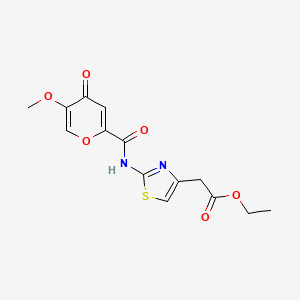 ethyl 2-(2-(5-methoxy-4-oxo-4H-pyran-2-carboxamido)thiazol-4-yl)acetate