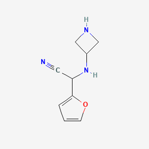 molecular formula C9H11N3O B14883215 2-(Azetidin-3-ylamino)-2-(furan-2-yl)acetonitrile 