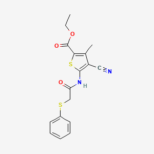 Ethyl 4-cyano-3-methyl-5-(2-(phenylthio)acetamido)thiophene-2-carboxylate