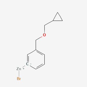 molecular formula C11H13BrOZn B14883524 3-[(Cyclopropanemethoxy)methyl]phenylZinc bromide 