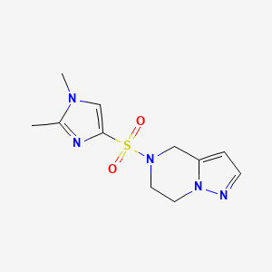 molecular formula C11H15N5O2S B14883529 5-((1,2-dimethyl-1H-imidazol-4-yl)sulfonyl)-4,5,6,7-tetrahydropyrazolo[1,5-a]pyrazine 