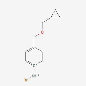 molecular formula C11H13BrOZn B14883546 4-[(Cyclopropanemethoxy)methyl]phenylZinc bromide 