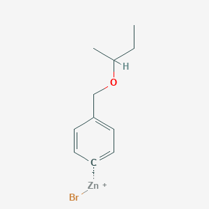 molecular formula C11H15BrOZn B14883612 4-[(sec-Butyloxy)methyl]phenylZinc bromide 