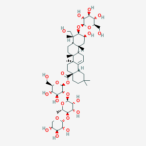 [(2S,3R,4S,5S,6R)-3-[(2S,3R,4S,5R,6S)-3,4-dihydroxy-6-methyl-5-[(2R,3R,4S,5R)-3,4,5-trihydroxyoxan-2-yl]oxyoxan-2-yl]oxy-4,5-dihydroxy-6-(hydroxymethyl)oxan-2-yl] (4aS,6aR,6aS,6bR,8aR,9R,10R,11S,12aR,14bS)-11-hydroxy-9-(hydroxymethyl)-2,2,6a,6b,9,12a-hexamethyl-10-[(2R,3R,4S,5S,6R)-3,4,5-trihydroxy-6-(hydroxymethyl)oxan-2-yl]oxy-1,3,4,5,6,6a,7,8,8a,10,11,12,13,14b-tetradecahydropicene-4a-carboxylate