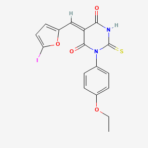 (5Z)-1-(4-ethoxyphenyl)-5-[(5-iodofuran-2-yl)methylidene]-2-thioxodihydropyrimidine-4,6(1H,5H)-dione