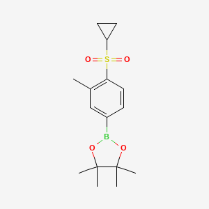 molecular formula C16H23BO4S B14883687 2-(4-(Cyclopropylsulfonyl)-3-methylphenyl)-4,4,5,5-tetramethyl-1,3,2-dioxaborolane 