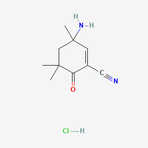 molecular formula C10H15ClN2O B14883788 3-Amino-3,5,5-trimethyl-6-oxocyclohex-1-enecarbonitrile hydrochloride 