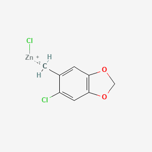 molecular formula C8H6Cl2O2Zn B14883800 2-Chloro-4,5-(methylenedioxy)benZylZinc chloride 