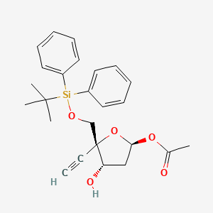 (2S,4S,5R)-5-(((tert-Butyldiphenylsilyl)oxy)methyl)-5-ethynyl-4-hydroxytetrahydrofuran-2-yl acetate