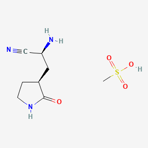 molecular formula C8H15N3O4S B14884045 (S)-2-Amino-3-((S)-2-oxopyrrolidin-3-yl)propanenitrile methanesulfonate 