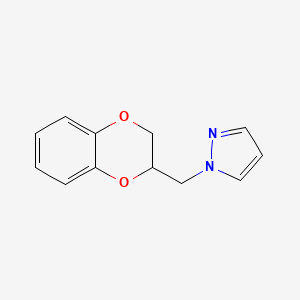 molecular formula C12H12N2O2 B14884050 1-((2,3-dihydrobenzo[b][1,4]dioxin-2-yl)methyl)-1H-pyrazole 