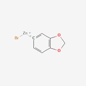 molecular formula C7H5BrO2Zn B14884145 3,4-(Methylenedioxy)phenylzinc bromide 