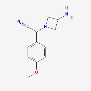 molecular formula C12H15N3O B14884283 2-(3-Aminoazetidin-1-yl)-2-(4-methoxyphenyl)acetonitrile 