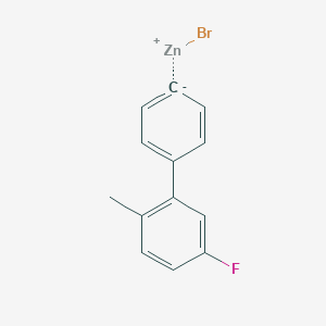 molecular formula C13H10BrFZn B14884286 4-(3-Fluoro-6-methylphenyl)phenylZinc bromide 