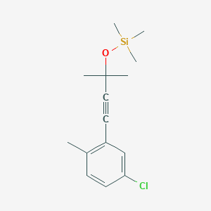 molecular formula C15H21ClOSi B14884311 [3-(5-Chloro-2-methyl-phenyl)-1,1-dimethyl-prop-2-ynyloxy]-trimethyl-silane 