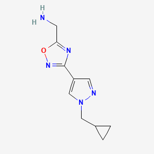 molecular formula C10H13N5O B1488441 (3-(1-(cyclopropylmethyl)-1H-pyrazol-4-yl)-1,2,4-oxadiazol-5-yl)methanamine CAS No. 2098061-26-6