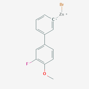 molecular formula C13H10BrFOZn B14884522 3-(3-Fluoro-4-methoxyphenyl)phenylZinc bromide 