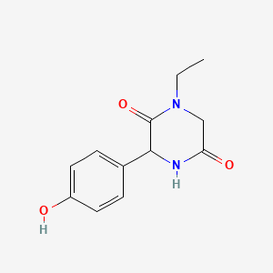 molecular formula C12H14N2O3 B14884562 1-Ethyl-3-(4-hydroxyphenyl)piperazine-2,5-dione 