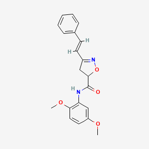 N-(2,5-dimethoxyphenyl)-3-[(E)-2-phenylethenyl]-4,5-dihydro-1,2-oxazole-5-carboxamide