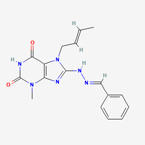 molecular formula C17H18N6O2 B14884789 8-[(2E)-2-benzylidenehydrazinyl]-7-[(2E)-but-2-en-1-yl]-3-methyl-3,7-dihydro-1H-purine-2,6-dione 