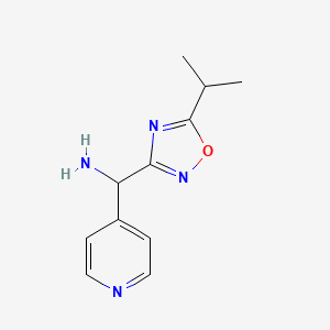 molecular formula C11H14N4O B14884808 (5-Isopropyl-1,2,4-oxadiazol-3-yl)(pyridin-4-yl)methanamine 